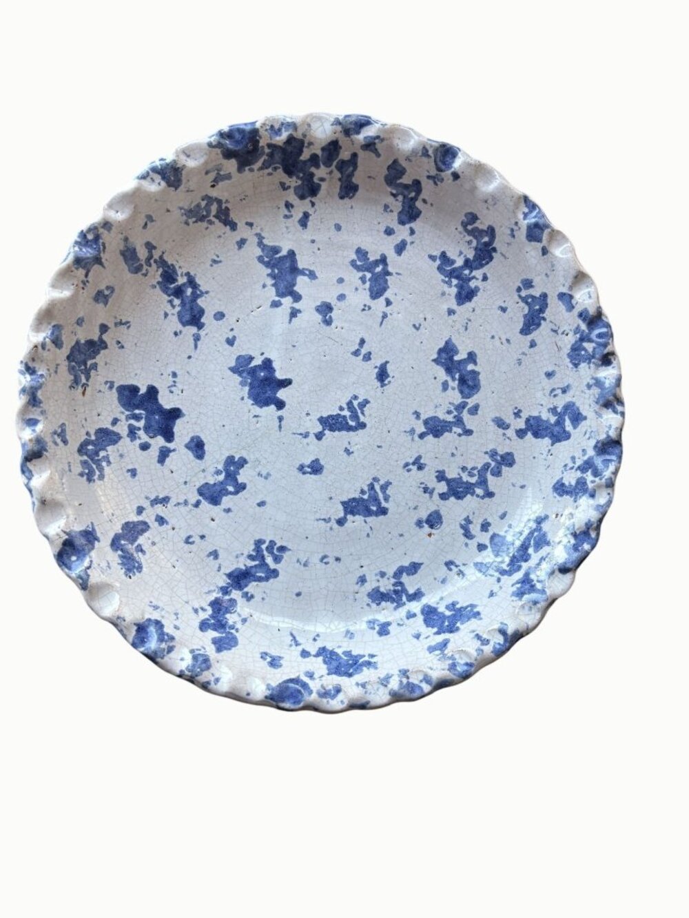 Vintage Bybee Pottery Kentucky Blue Spongeware 10” Pie Plate Signed BB